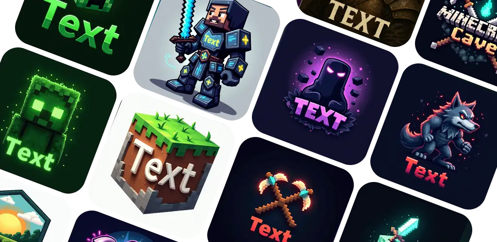 Blocky, pixelated landscape background for Minecraft logos