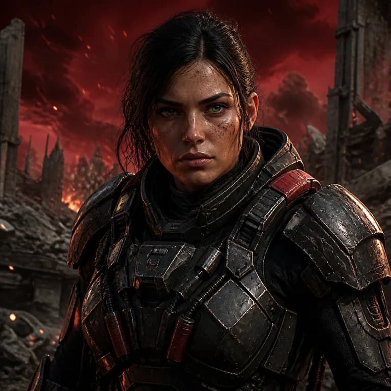 Gears of War style gaming PFP example - original avatar with game-inspired gear and environment