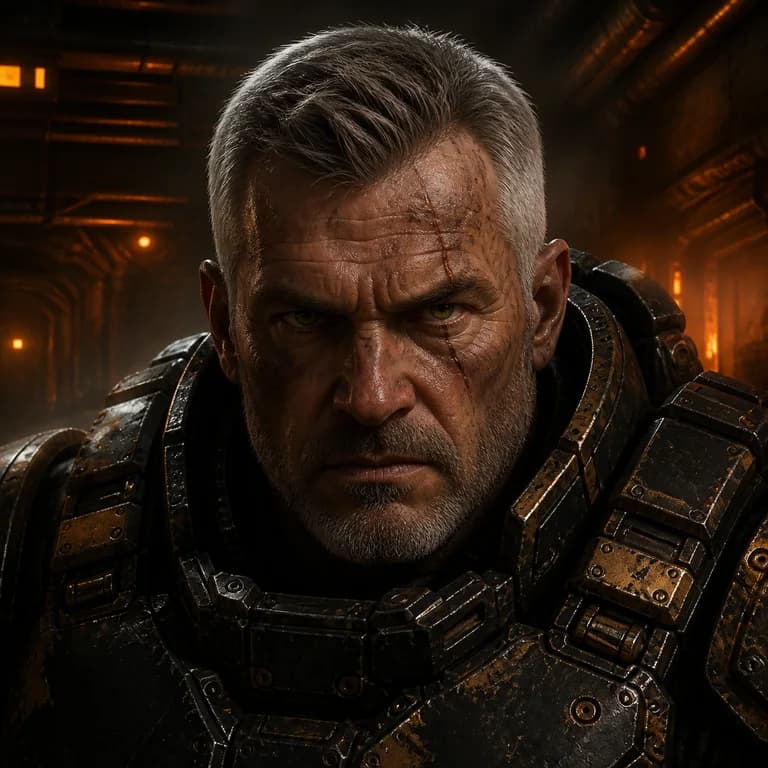 Gears of War style gaming PFP example - original gaming profile picture with a distinct themed character