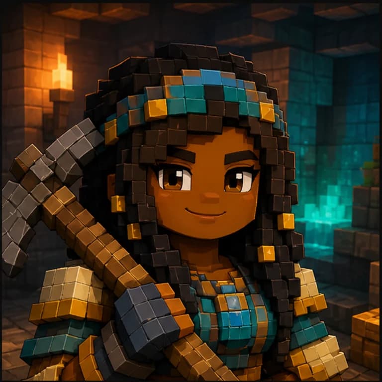 Minecraft style gaming PFP example - original avatar with game-inspired gear and environment
