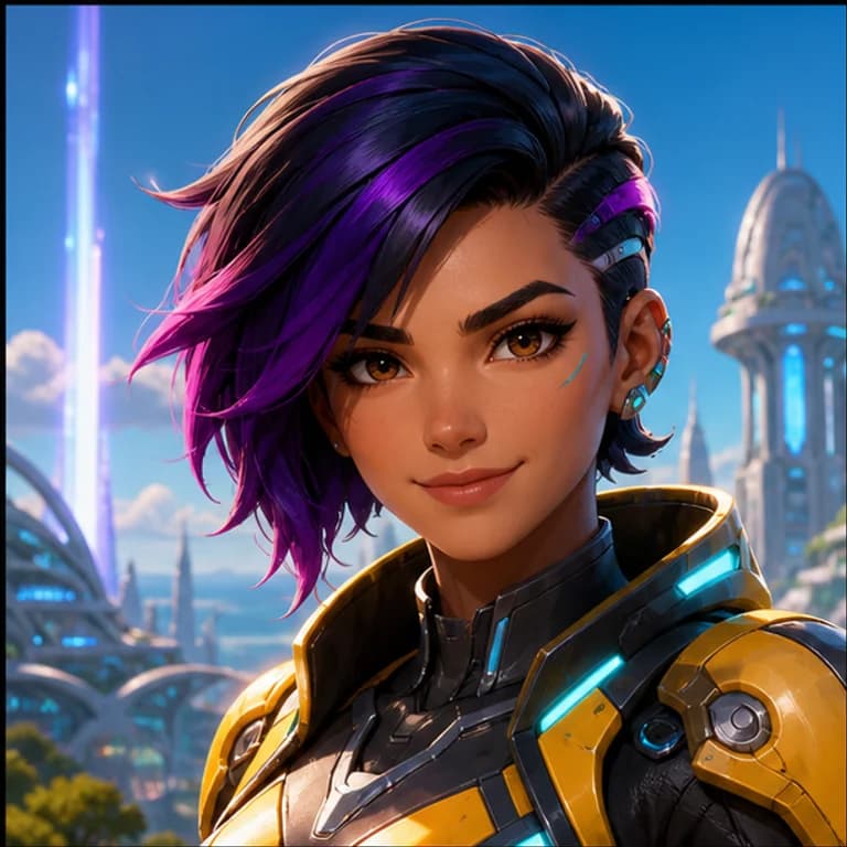 Overwatch style gaming PFP example - original character portrait with game-specific outfit and lighting