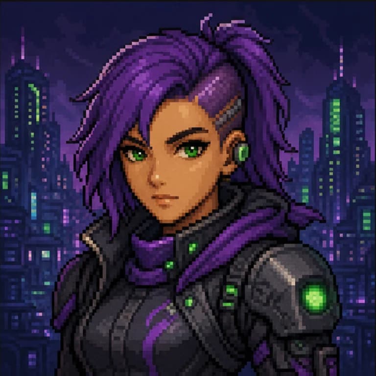 Pixel style gaming PFP example - original avatar with game-inspired gear and environment