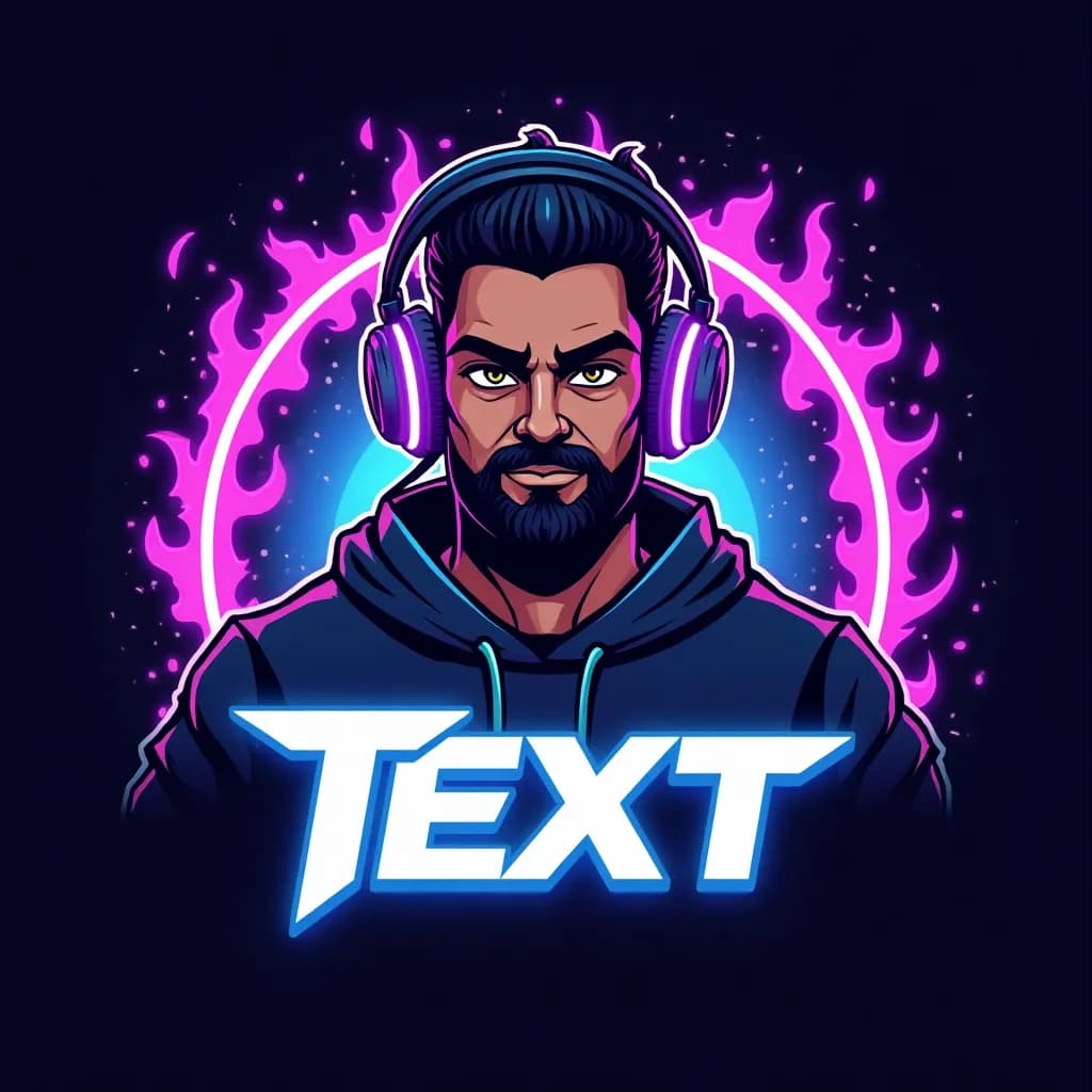 Free Fire DJ Alok mascot logo with glowing headphones and neon waves