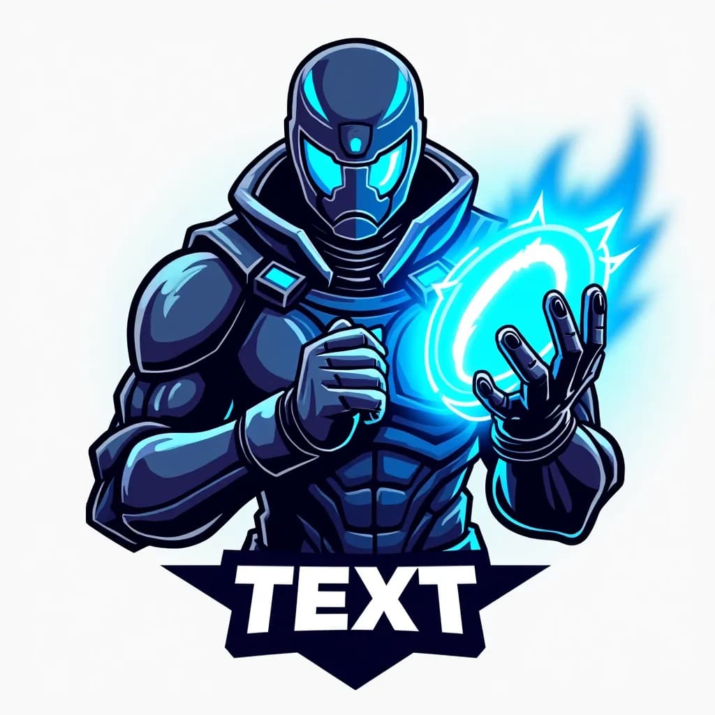 Chrono Free Fire logo with futuristic armor and blue energy shield