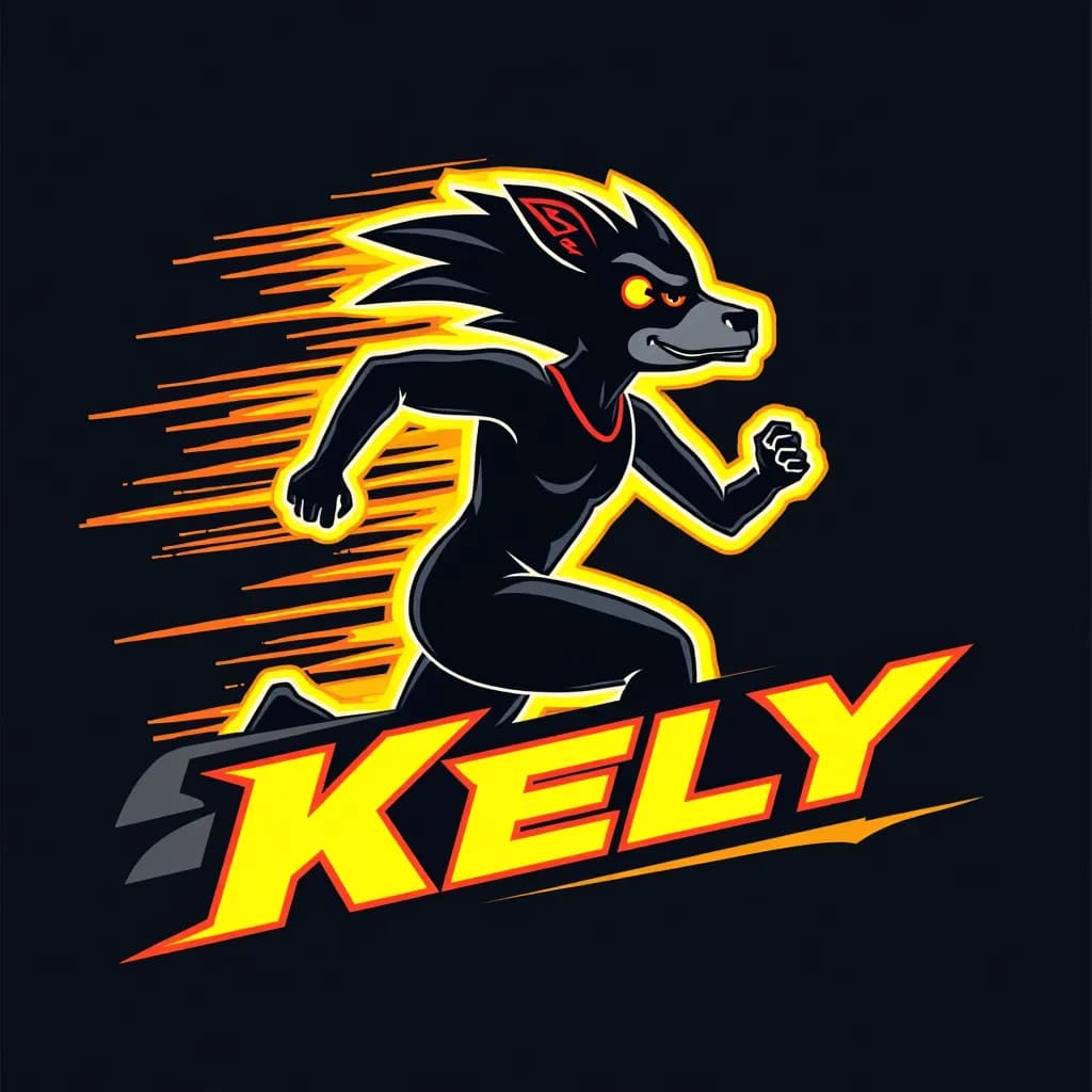 Kelly Free Fire logo with high-speed sprint and neon yellow streaks
