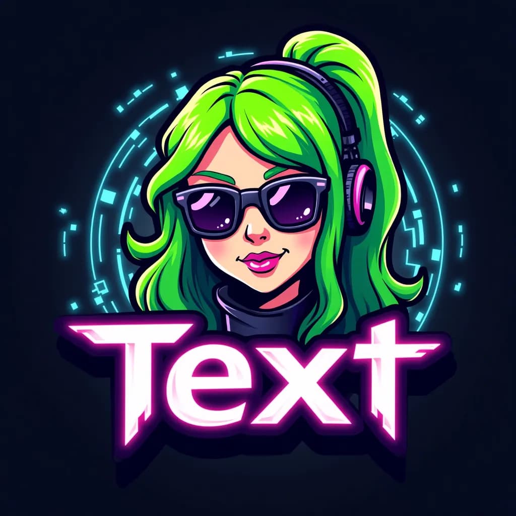 Moco Free Fire hacker mascot logo with neon green hair and cyber effects