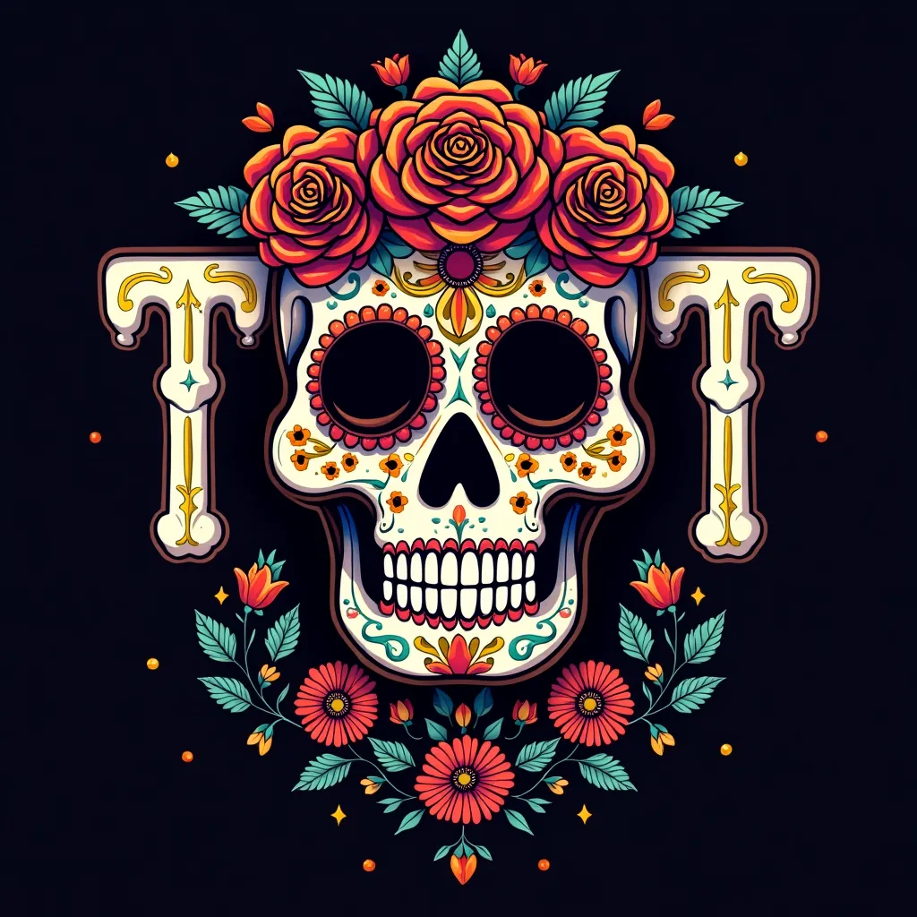 Dia de Muertos themed gaming logo example