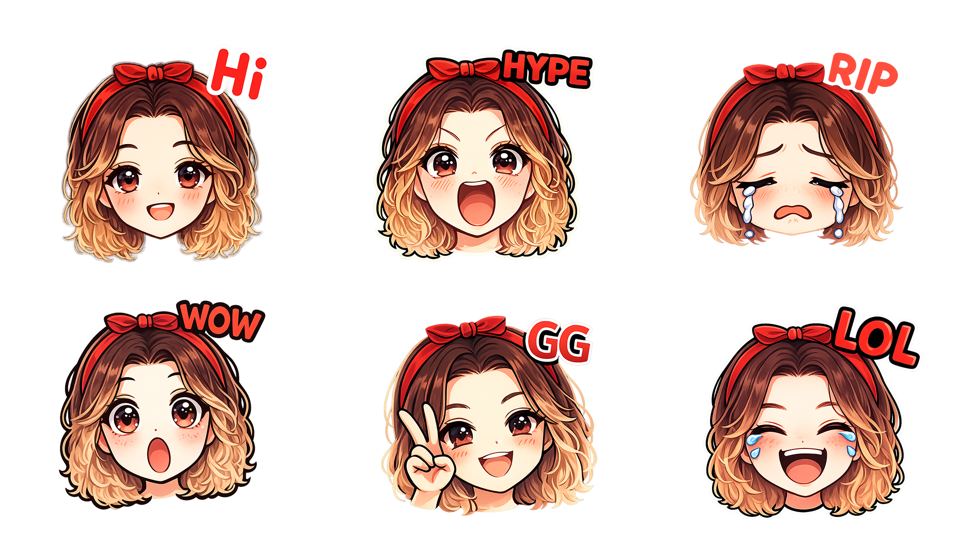 Female Twitch emotes example